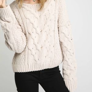 FREE PEOPLE Oversized Knit Sweater in Ivory
